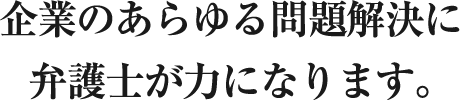 企業のあらゆる問題解決に弁護士が力になります。